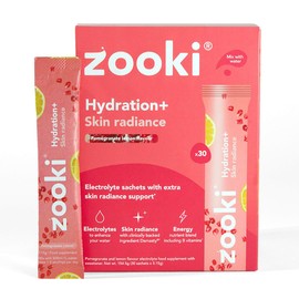 Zooki Electrolytes+ Skin Radiance Hydration Electrolytes Sachets – Pomegranate Lemon Flavour Electrolytes with Damasty Rose Extract, B Vitamins & Vitamin C, Sugar Free Hydration Sachets (30 Servings)
