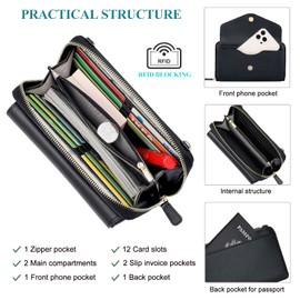 Peacocktion Wallet for Women, Travel Crossbody Bags for Women, Wristlet Purses for Womens with Phone Pocket Zipper