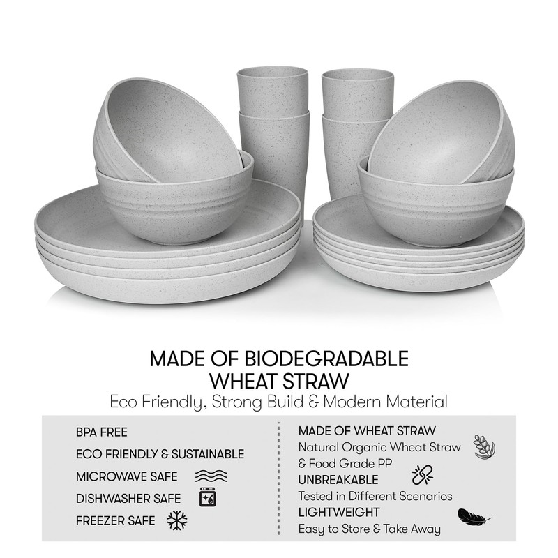 Wheat Straw Dinnerware Sets | Unbreakable Dinnerware Sets | Dishwasher