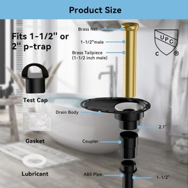 Freestanding Tub Drain Rough-In Kit, Free Standing Bathtub Drains Kits Installation Kits, Freestanding Bathtub Drain Kit with CUPC Certification, Include Brass Tail Pipe and ABS Pipes