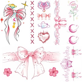Nirbffo Temporary Tattoo Ribbon Bow Tie Leg Waterproof Arm Hand Temporary Tattoo Stickers Last Long 5Sheets
