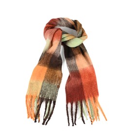 C.C Fall Winter Solid and Multicolored Woven Knit Scarf for Women (CHECKERED-COL18, One Size)