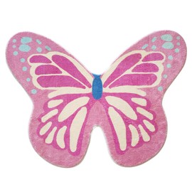 Butterfly Kids Rug for Girls Bedroom, Colorful Washable Nursery Rugs, Soft Area Rug Non Slip Play Mat Carpet for Playroom Kids Room, 35.4" x 47.2"-Pink
