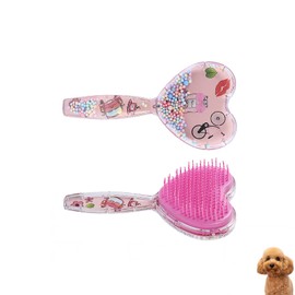 DEEUCHIS Small Dog Brush, Soft Dog Grooming Brush for Shih Tzus, Yorkies, Maltipoos, Maltese, Love Shape Puppy Massaging Pet Hair Brush, Cat Brush, for Small Dogs Cats of All Hair Types (Rose Pink)