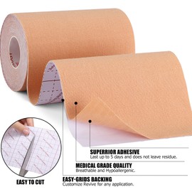 TOBWOLF 4 Rollen Kinesiologie Tape, 10cm x 5m, extra breit, latexfrei, elastische Sporttapes aus Baumwolle zur Muskelunterstützung, wasserfeste Kinesiotapes für Schulter, Knieschmerzen, Ellenbogen