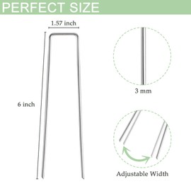 6 Inch Tent Stakes, 25 Pack Galvanized U-Shaped Stakes for Outdoor Use, 11 Gauge Landscape Fabric Staples, Ground Stakes for Secure Tents, Canopies, and Weed Barrier Fabric