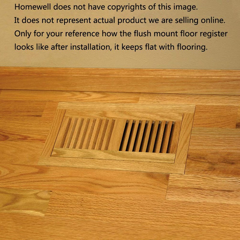 Homewell White Oak Wood Floor Register Vent Cover, Flush Mount