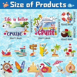 First Cruise Door Decorations Magnetic - Cosmisun 16PCS Summer Beach Cruise Door Magnets Funny Nautical Cruise Ship Door Decorations Magnet Stickers for Hawaiian Carnival Cabin Stateroom Party Decor