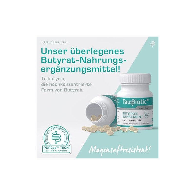 TauBiotic by RedoxBox - Butyrate (Tributyrin 500 mg) for Microbiota