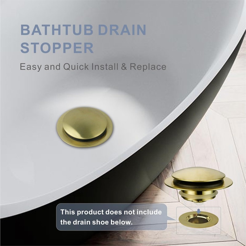 Gold Brushed Tub Drain Stopper,Universal Pop Up Bath Drain Plug