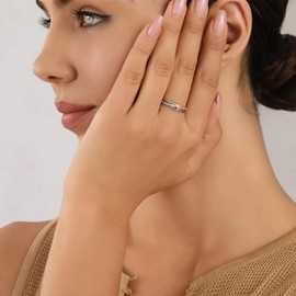 Sterling Silver Adjustable Ring S925 Silver Rings for Women Cubic Zirconia Twist Love Knot Dainty Ring Silver Minimalist Open Finger Rings Silver Thumb Sterling Silver Ring