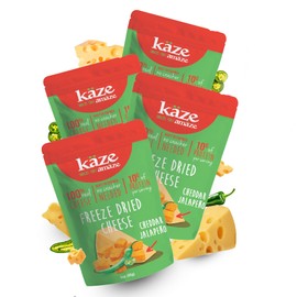 Kaze Freeze-Dried Cheese Puffs & Cheese Balls – High Protein, Gluten-Free, Keto-Friendly Snacks – Convenient, Crunchy, Low Carb, Delicious – Perfect On-the-Go Snack (Pack of 04, Cheddar Jalapeno Flavour)