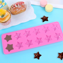 12 Cavities Star Chocolate Mold, Reusable Five Pointed Star Silicone Mold Fun Shaped Chocolate Molds Silicone Square Molds for Making Chocolates Ice Cubes Jellies and Candies (Pink)