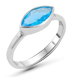 LOMBARDY JEWELRY Anillo de regalo de lujo de plata de ley 925 con circonita cúbica azul de corte brillante, color aguamarina, 6, Metal Metal Piedra (circonita cúbica), Aguamarina, de imitación