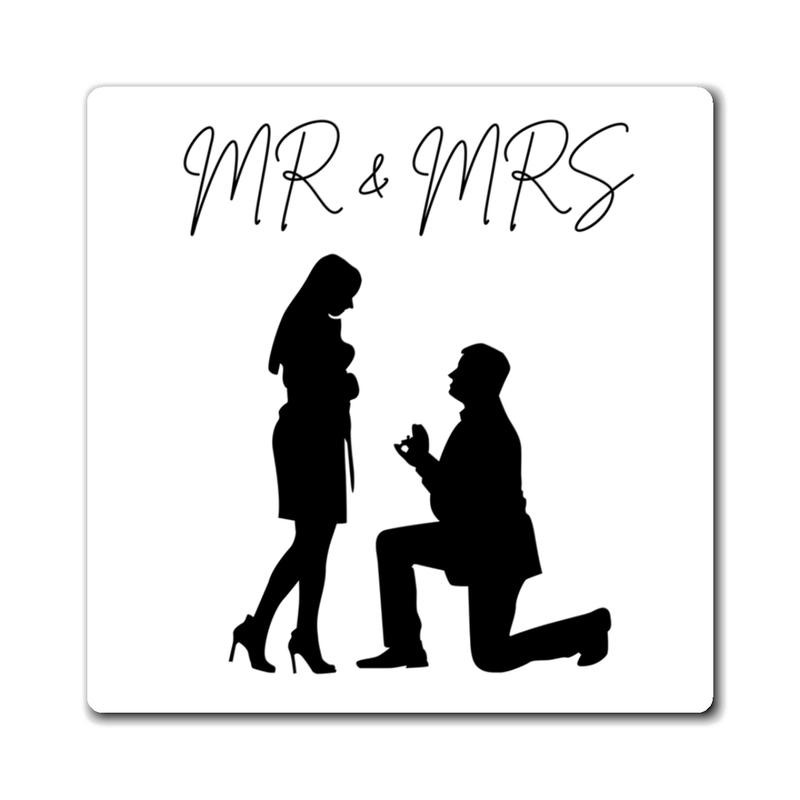 Magnet-Mr & Mrs Wedding Gift-BerkeleyDesigns - size: 3" × 3"