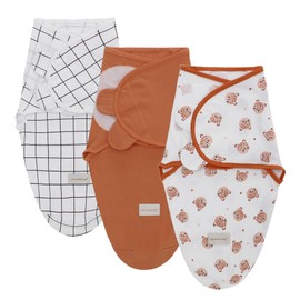 3 Pack Swaddling Sack Baby 0-3 3-6 Months Baby Blanket Swaddling Cloth Baby Sleeping Bag Newborn Swaddle Blanket Made of 100% Cotton (Orange, L)