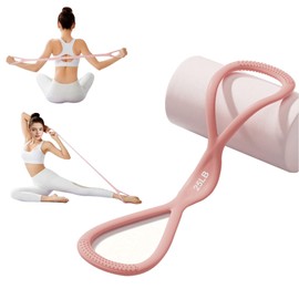 Luminous Resistance Bands, 8 Shaped Exercise Bands, with Handles Band for Arms, Back, Shoulder Stretch, Resistance Bands Women Men, Gift for Yoga Lover/Beginner, Not Break (Pink)