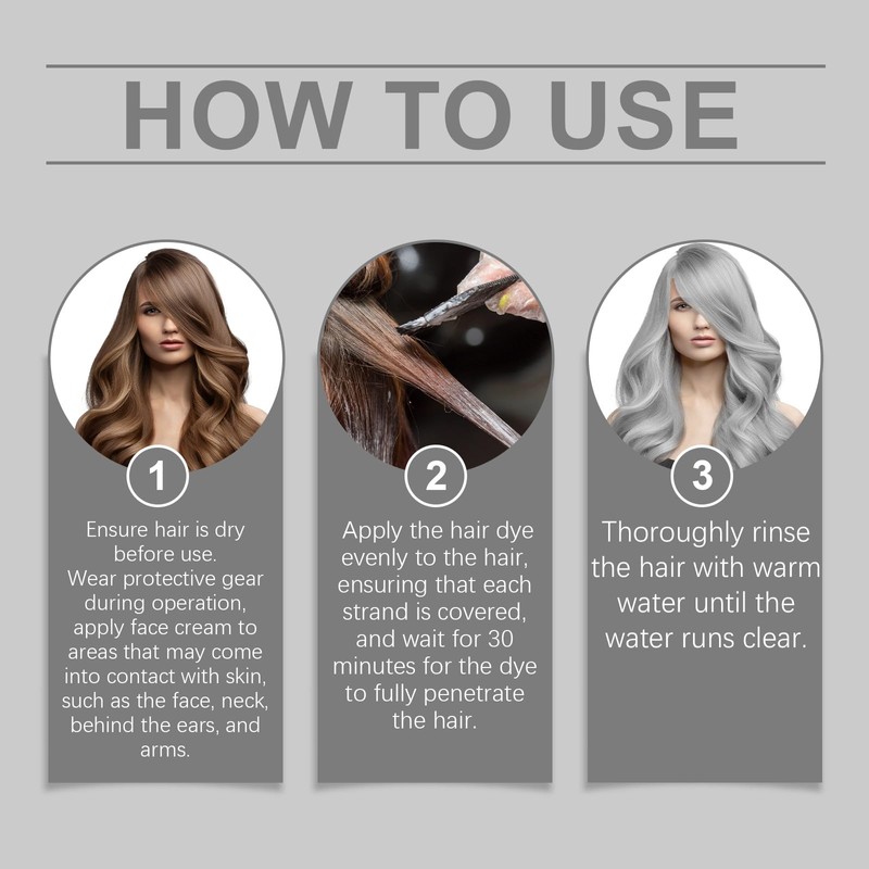 Xiulilydai Permanent Silver Hair Dye, 100g, Long-Lasting Grey Tone, Nourishing