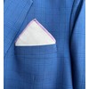 Hell Blues Natural Linen Pocket squares with Contrast Color Stitch,