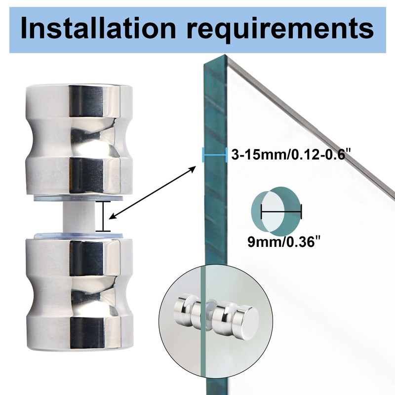 Alise Shower Glass Door Handle,Sliding Shower Doors Knob Back-to-Back Pull