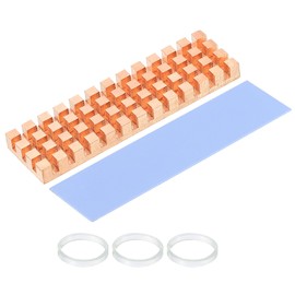 sourcing map Copper with Thermal Pad Rubber Ring for M.2 SSD Memory PC Laptop 1Set 70 x 20 x 6 mm