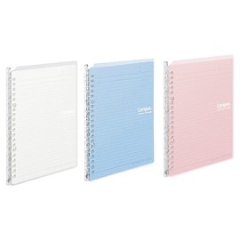 Kokuyo Campus Easy-Carry Slim Binder"Smart-Ring" A5 20-Ring Set of 3 (Light Pink, Light Blue & Clear, A5)