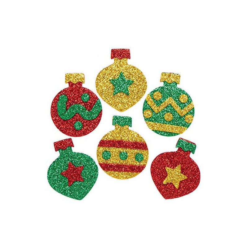 Baker Ross AX312 Christmas Bauble Glitter Foam Rubber Stickers -