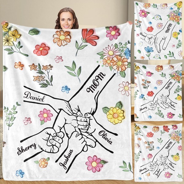Mothers Day Personalized Gifts - Custom Blanket with Kids Name