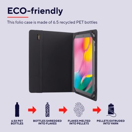 Trust Mobile Primo Universal Recycled Material Case for 10 Inch Tablets, Bag Made from 6.5 Recycled PET Bottles, Protective Cover Case with Stand - Black