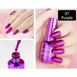 IMGDD Purple Nail Polish Metallic Mirror Effect Metal Long-Lasting Quick Dry Nail Lacquers, Shiny Chrome DIY Manicure (07, 8ml)