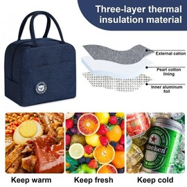 Lunch Bag, Small Cooler Bag, Insulated Cool Bag, Thermal Bag, Foldable Picnic Handbag, Thermal Bag with Insulated Layer, Waterproof Lunch Bag (Black)