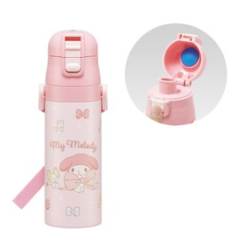 Skater SDC4 Children's Stainless Steel Water Bottle, Direct Drinking, 16.5 fl oz (470 ml), Children's Friendly Lightweight Type, Sanrio My Melody, Big Ribbon, For Girls, Cold Insulation, Water Bottle,