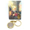 C BC Brass colour metal St. Benedict keyring 8cm Christian
