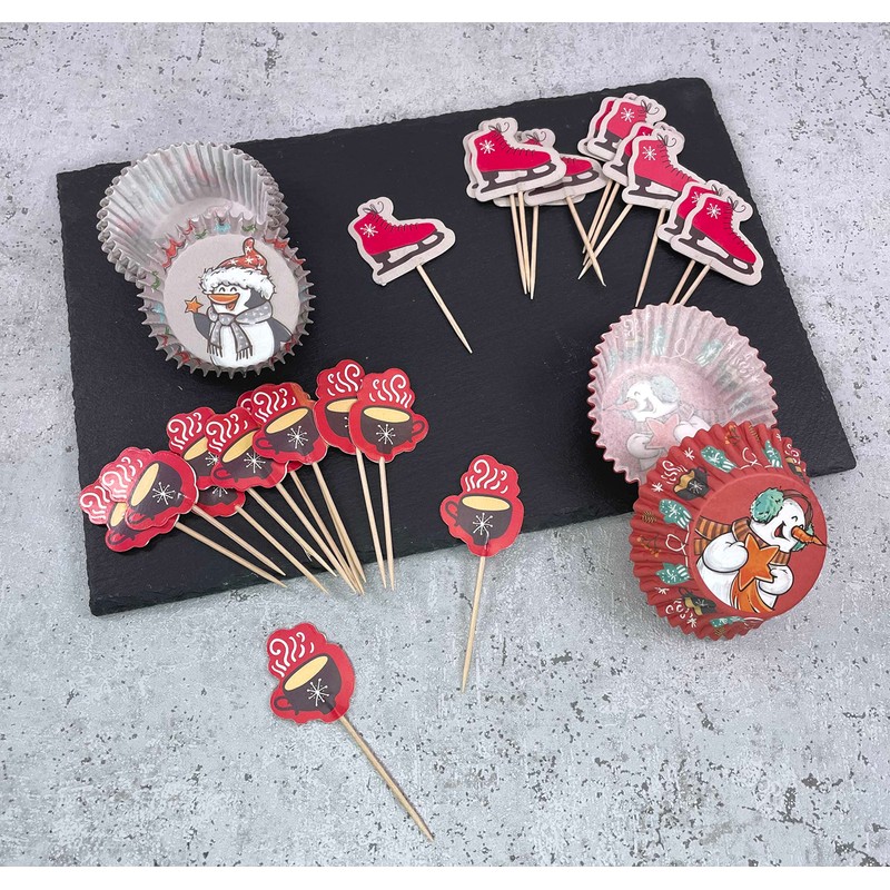 96-Piece Muffin Cupcake Decoration Baking Set Christmas Xmas Motifs Reindeer,