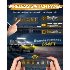 Wireless 6 Gang Switch Panel, Niking Auto Multifunction Remote Control Switch Box with Toggle Pulsed LED Switch Memory 4 Light Modes 12V 80A Circuit Control Relay System Pods for Trucks ATV Boat