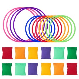 LIHAO Pack of 24 Party Throwing Games Bean Bags Rings Game Bean Bag Throwing Colourful for Children Adults