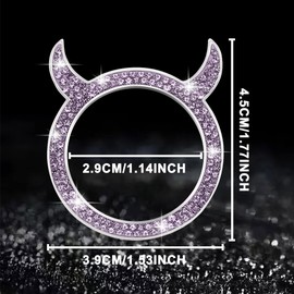 WINKA Bling Car Engine Start Button Cover Universal Push Start Stop Trim Ignition Ring Cap Decorations 2pcs Rhinestone Little Devil Keyless Ring Emblem Sparkly for Car Interior Accessories (Purple)