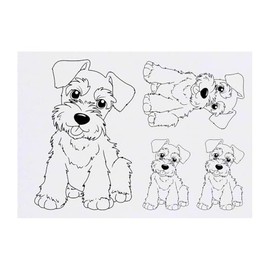 4 x 'Schnauzer Puppy' Temporary Tattoos - Water Resistant, Skin-Safe, Non-Toxic Transfers, Mixed Sizes (TO00081686)