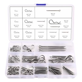 VooGenzek 100 Pieces 13 Sizes Stainless Steel Cotter Pins Assortment Set, R Clips, Spring Cotter Pins, for Automotive, Mechanics, Car Workshop, Workshop
