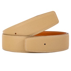 Titiroa Replacement Belt Cowhide Genuine Leather Reversible Belt Strap For Women/Men Width 38MM Length 105CM Beige/Earth Yellow