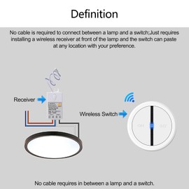 USUPERINK Wireless ON/Off Light Switch Kit, No Wiring Remote Switch with Magnetic Base, Remote Control Lighting Fixture for Led Light, Ceiling Lights and Lamps, Fireproof Waterproof IP66, 5 Pack