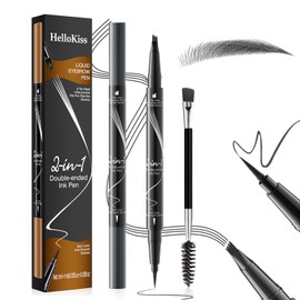 2 in 1 Waterproof Microblading Eyebrow Pen - Double Ended Magic Precise Eyebrow Pen Microblade Effect Eyebrow Pencil Brow Contouring Pen (Gray)