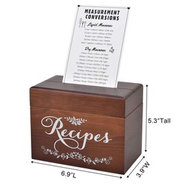 Vintage Wood Recipe Box with Cards and Dividers 4x6 Recipe Holder Card Kithen Strawberry Orange Olive theme
