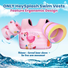 HeySplash Children's Swimming Armbands, Cartoon No Inflation Life Jacket with 2 Safety Buckles, Swimming Hoops, Pool for Children 3-7 Years, Inflatable Life Jackets Fit for 22-70 lbs
