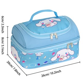 Roffatide Anime Cinnamoroll Lunch Bag for Man Woman Leakproof Lunch Box Large Compartment Lunch Container Tote for Work Travel Blue