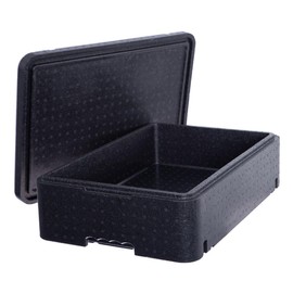 Allpax Thermobox GN 1/1, 60 x 40 x 16.6 cm, 21 L, Polystyrene Box with Lid, Thermal Container for Food, Transport Box for Cakes and Pizza, Insulated Box, Stable and Robust, Black