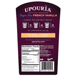 Upouria Coffee Syrup - Sugar Free Vanilla Flavoring, 100% Gluten Free, Vegan, and Non Dairy 750 mL Bottle