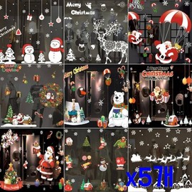 Set of 5 Character Decoration Christmas Window Stickers Medium 06. Window Sticker (Medium) Santa's Gift