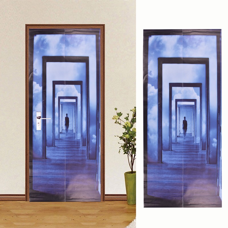 2PCS 3D Door Sticker Self Adhesive Scratch Resistant Waterproof 38.5x200cm