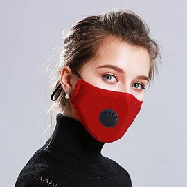 Delafino Face Mask In Cotton - Red - 3-Layers with 2 Filters. Washable & Reusable